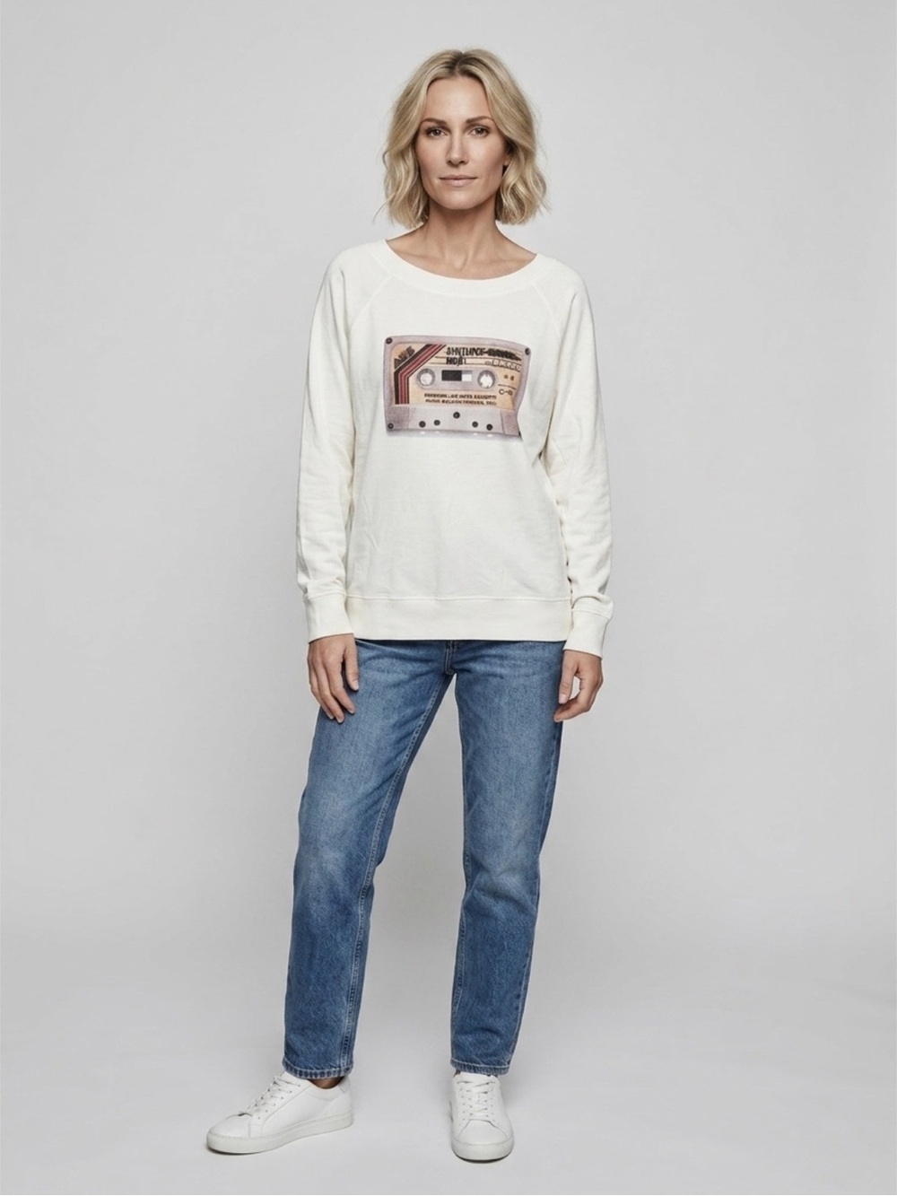 Band Of Outsiders Crewneck Sweatshirt w/Cassette Tape graphic, SynthPop, XL, EUC - Picture 2 of 14